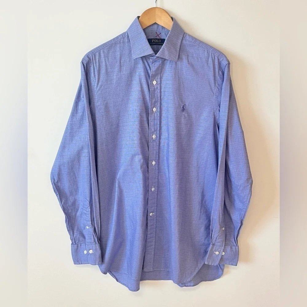 Polo Ralph Lauren Men's Blue Button-Down Long Sleeve Shirt Size 16 1/2, Business